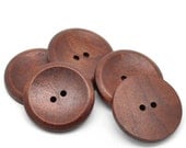 5 Round Extra Large Wood Button (Design 3) Two Hole Reddish  Brown Colour 40 mm (1-5/8") Coat Button Sweater Button  - 5 Pack