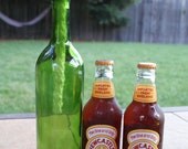 Set of 2 Portable Tabletop Green Wine Bottle Torch- Hurricane Lantern, Hanging Lantern, Outdoor Lighting, Oil Lamp, Tiki Torch