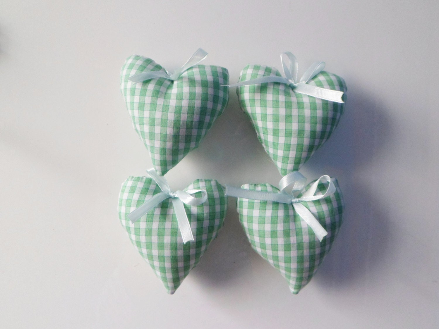 Mint heart magnet sachet Valentine Day decor, Valentine gift green white cotton shabby chic cottage chic