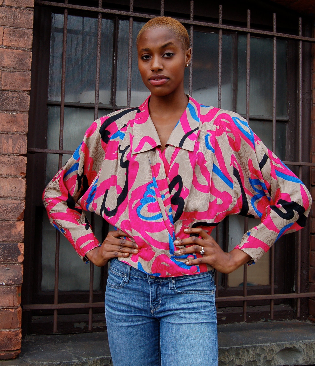 vintage Flora Kung silk blouse