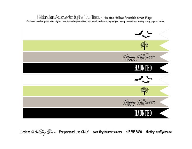 Haunted Hallows Printable Straw Flags : Printable Party Designs by The Tiny Tiara Il_570xn