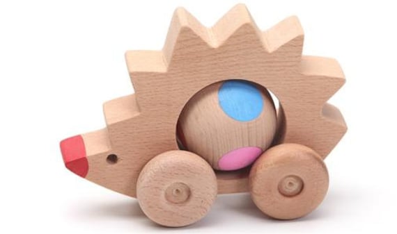  wooden toy Rolling hedgehog, natural, organic wooden toys for kids