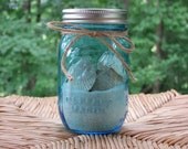 Beach in a Jar - Vintage Blue Mason Jar