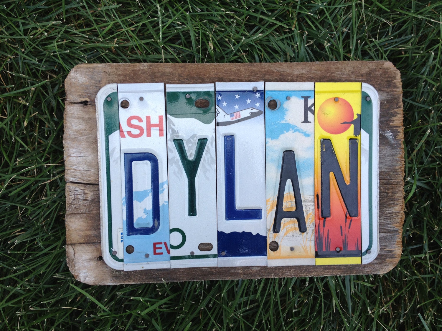 5 Letter Custom License Plate Name Sign - Reclaimed Wood