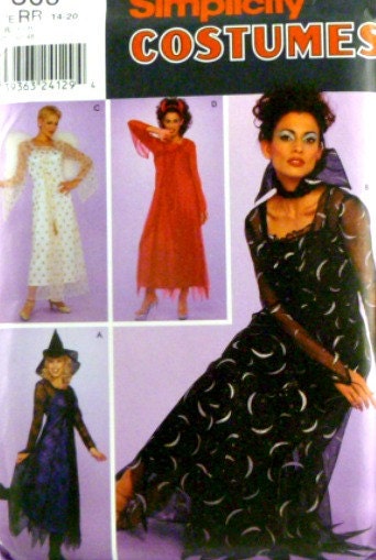 Simplicity 9309 Pattern Womens Costumes Vampire Angel Witch Devil Size 14 thru 20 Uncut p6z