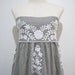 Mexican Hand Embroidered Sundress Cotton Strapless In Gray