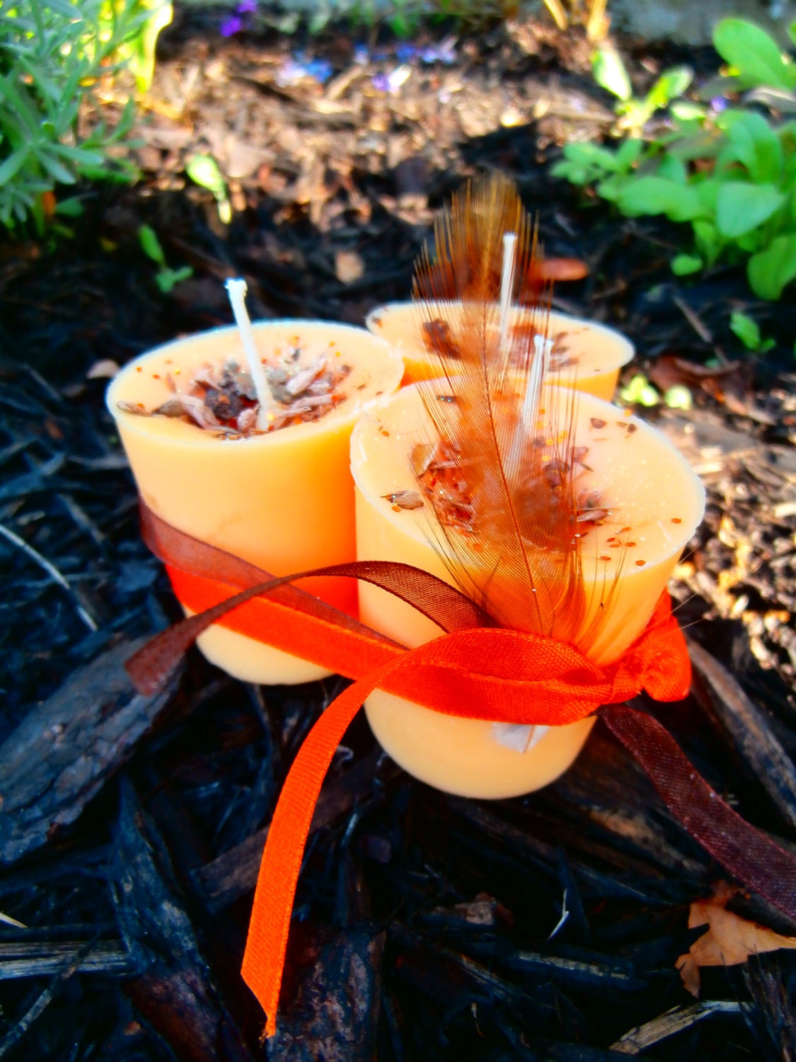 Butter Rum Sprinkled with Witch Hazel and Myrh...3 Soy Votive Candles..