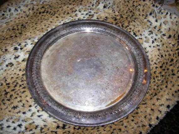 Items similar to Wm. Rogers Round Silver Tray 172 on Etsy