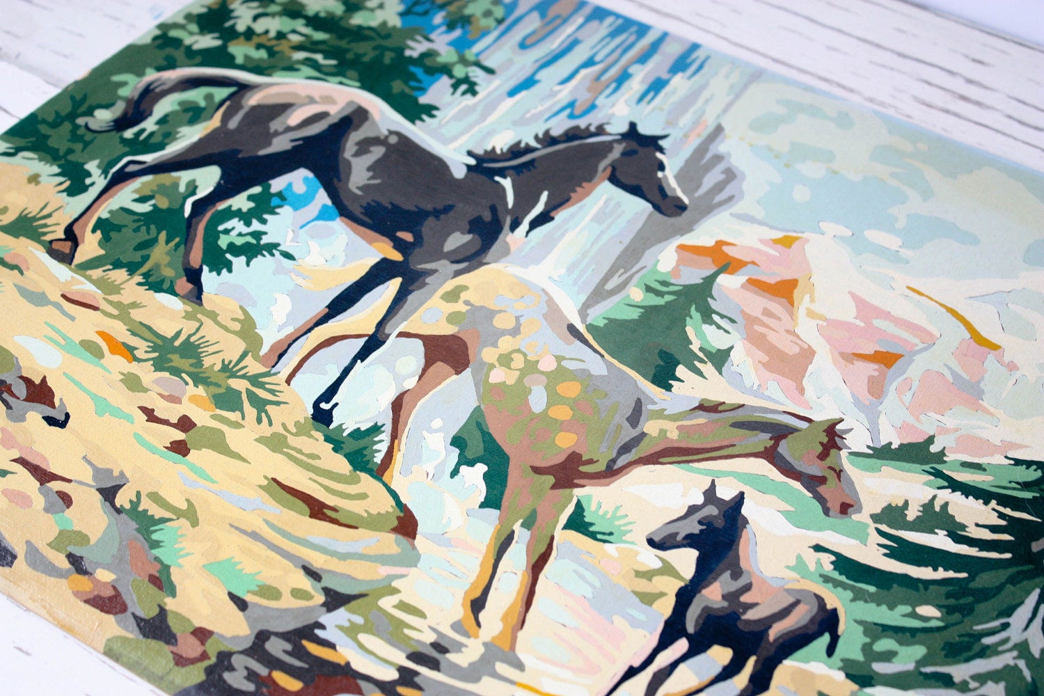 Vintage Paint By Number - Large Unframed Horse Scene