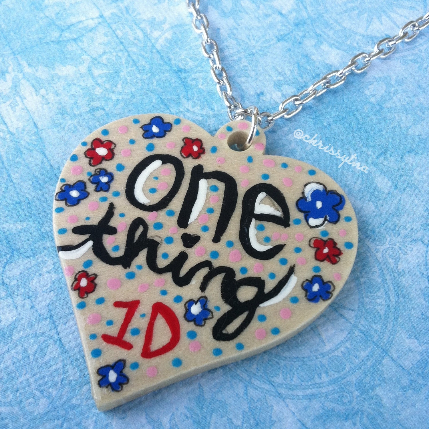 SALE - Hand painted One Direction inspired necklace // One Thing heart