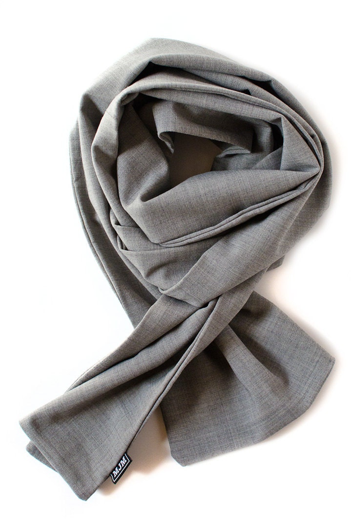 Upcycled Wool and Spandex Feather Grey Scarf