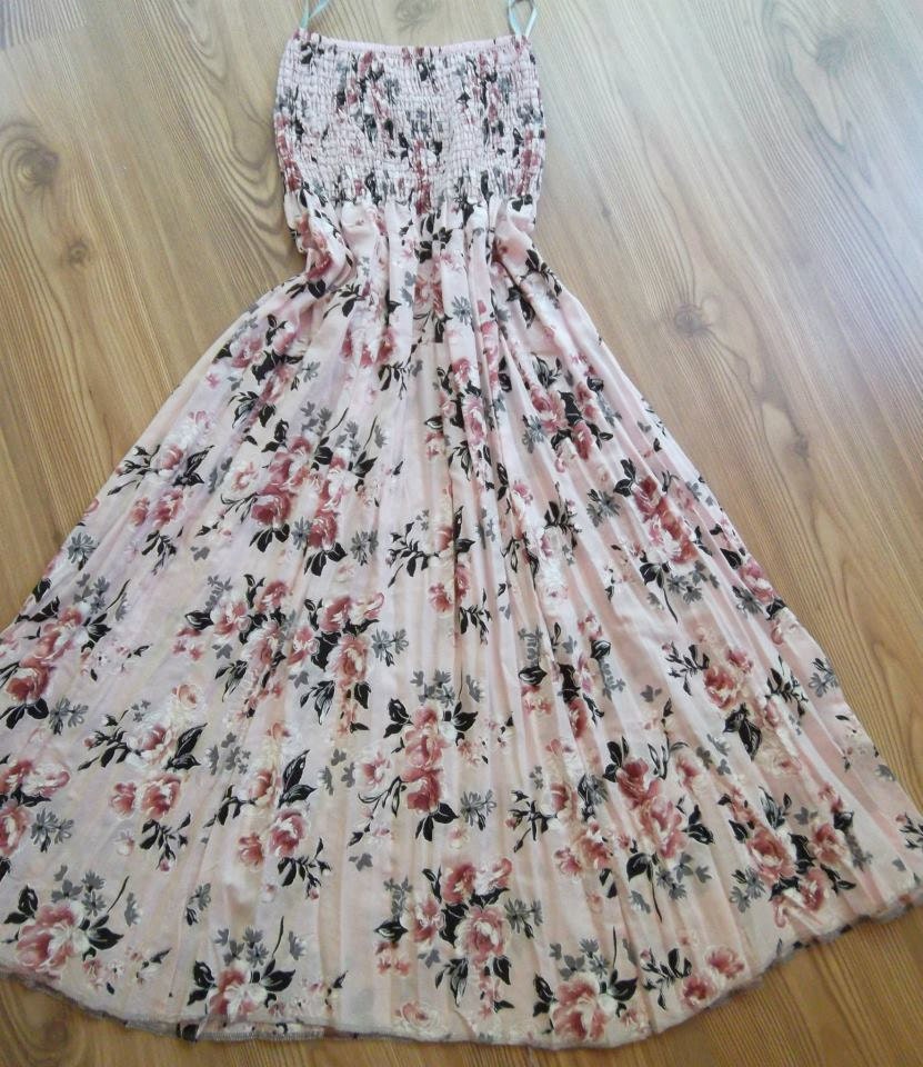 Handmade - Vintage Roses - Maxi Skirt - Dress.......Pink - Beige