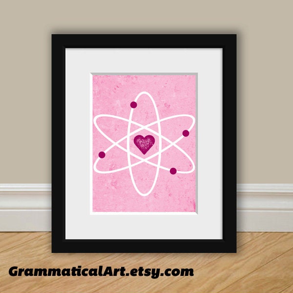 Science Love - Women in Science Print Geekery Gift - Teacher Gift / Gifts for Teachers Pink Science Art Geek Chic