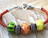 A Splash of Citrus Braided Wire and Murano Glass Bead Bracelet