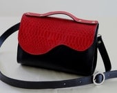 Leather women bag ,tote, red black color,crossbody bag, strap,tote bag, messenger bag
