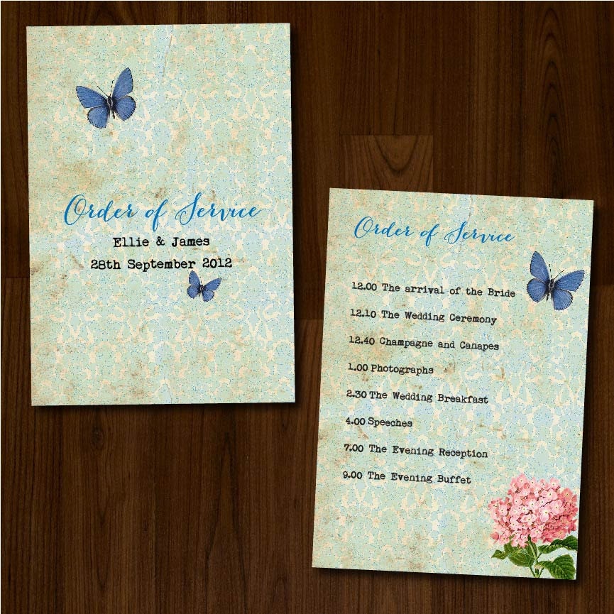 Nature Vintage Floral Professionally Printed Wedding Order of Service/Ceremony Program Il_570xn