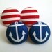 2 for 11.00 Nautical Sailor earring set. Red and white stripes and navy blue anchor button earrings