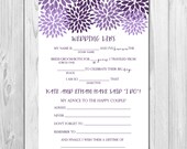 Wedding Advice Mad Lib - Purple Floral - Customizable - Printable Il_170x135