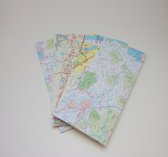 5 Upcycled Cash or Check Envelopes - Map Il_570xn