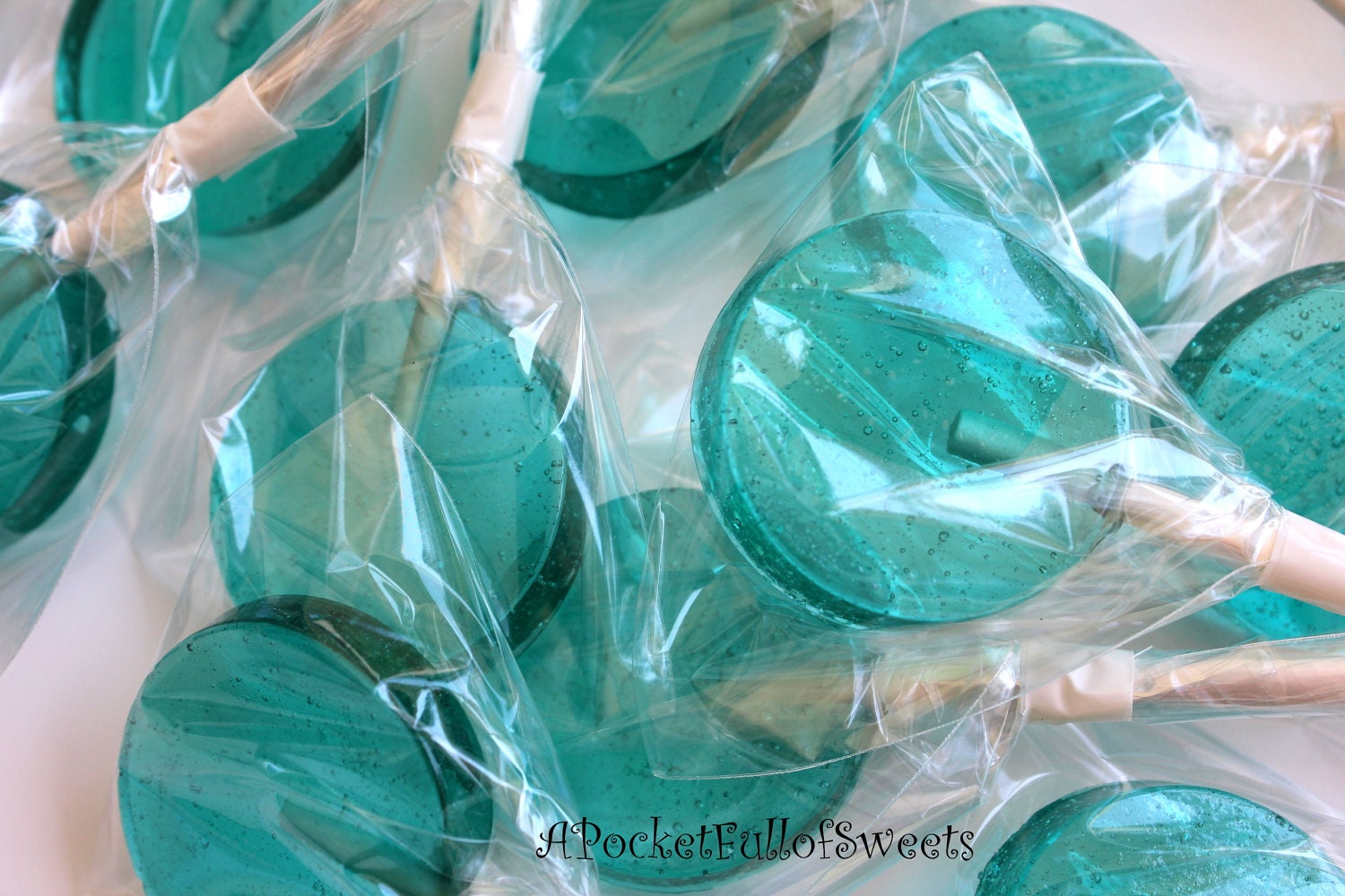 MERMAID Party AQUA Bubbles Barley Sugar Lollipops Hard Candy Suckers The Little Mermaid Birthday Party Favors Gifts