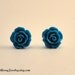 Small Blue Rose Stud Earrings - Small Flower Stud Earrings