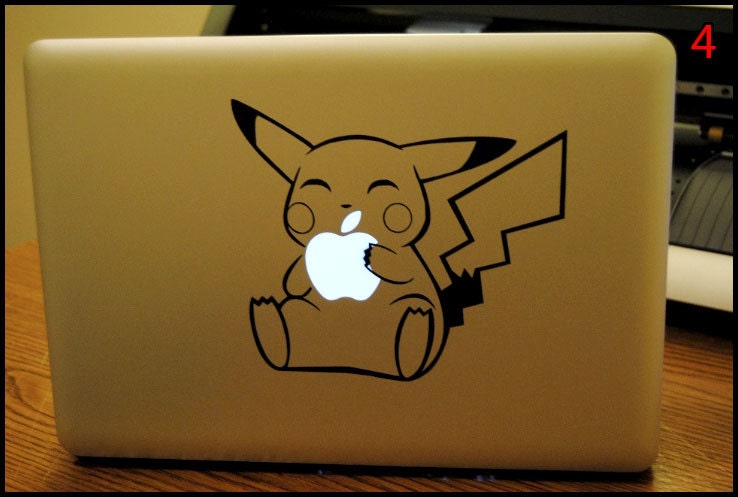 Pikachu holding apple: Apple Macbook Pro/Air/ iPad/ iPad Mini LAPTOP Decal/Sticker
