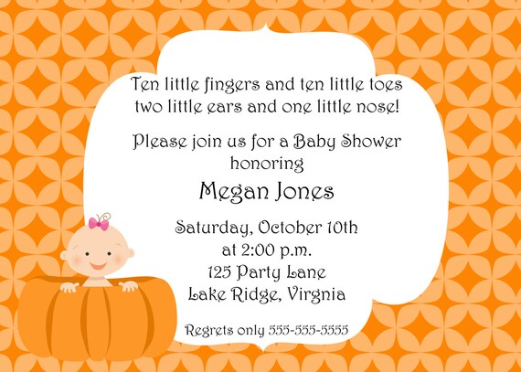 Pumpkin Girl Baby Shower Invitation Il_570xn
