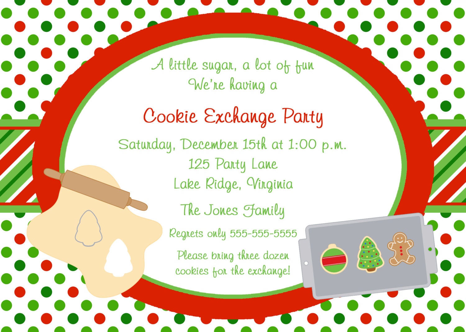 Printable Christmas Cookie Exchange Party Invitation Il_570xn