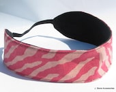 Women's Headband, Reversible Headband, Women's Pink and Black Zebra Print Reversible Headband