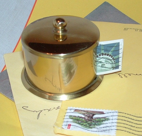 Brass Postage Stamp Roll Holder Desk Dispenser by Alabamafarmgirl