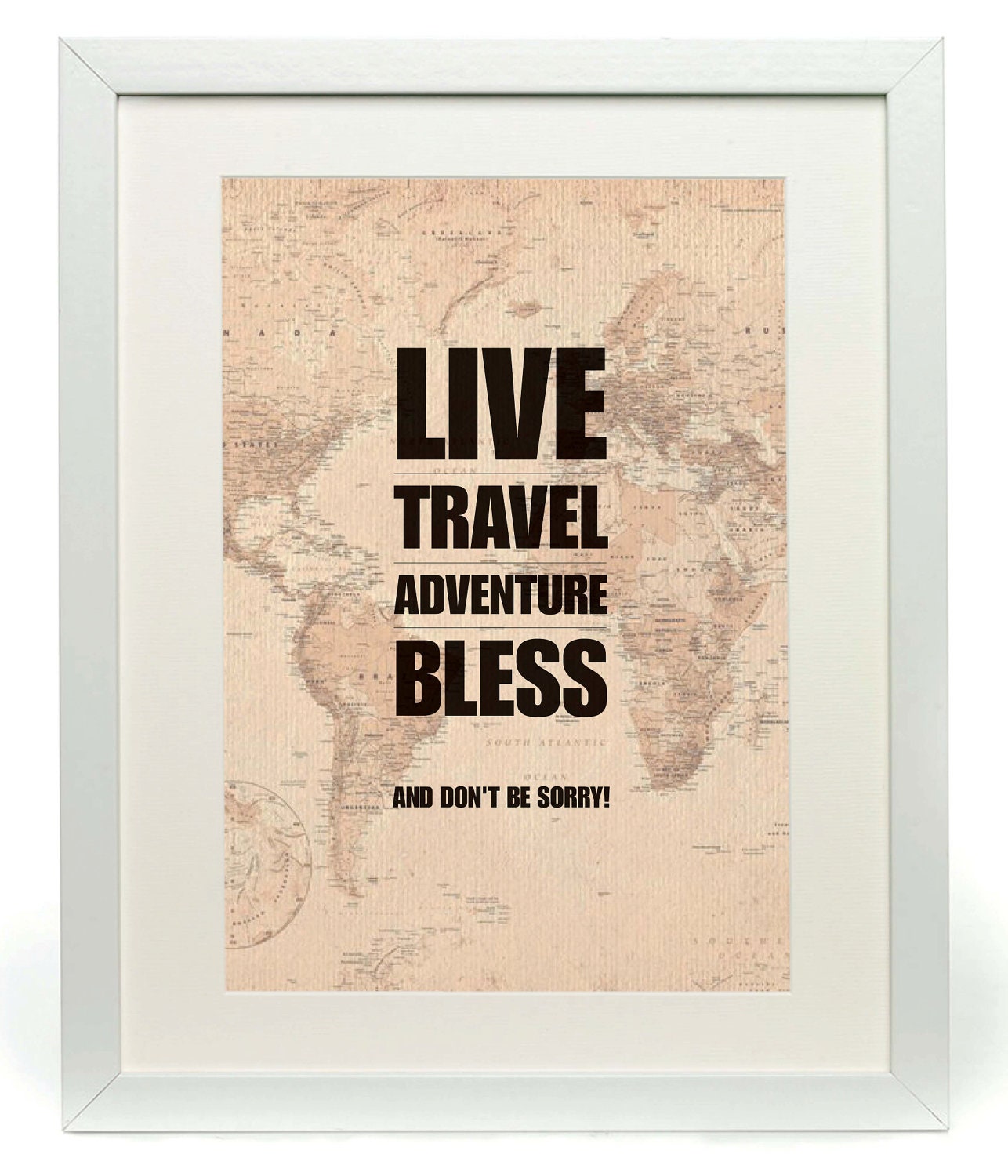 Live Travel Adventure Bless - Jack Kerouac Poster - Inspirational Quotes- A4 / 11.7 x 8.3 inches
