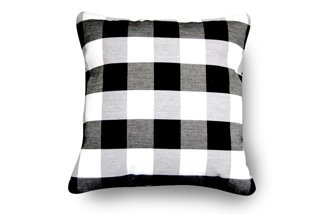 Black and White Plaid Pillow with pillow insert by