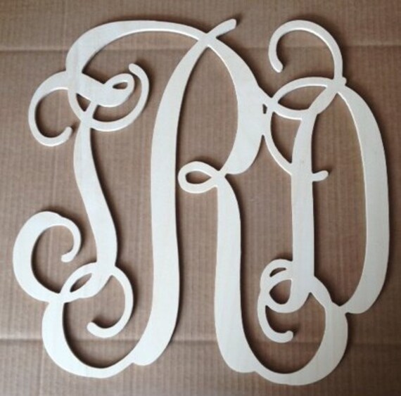 24" Connected Vine wooden monogram wall hanging for weddings, birthdays, family rooms UNPAINTED