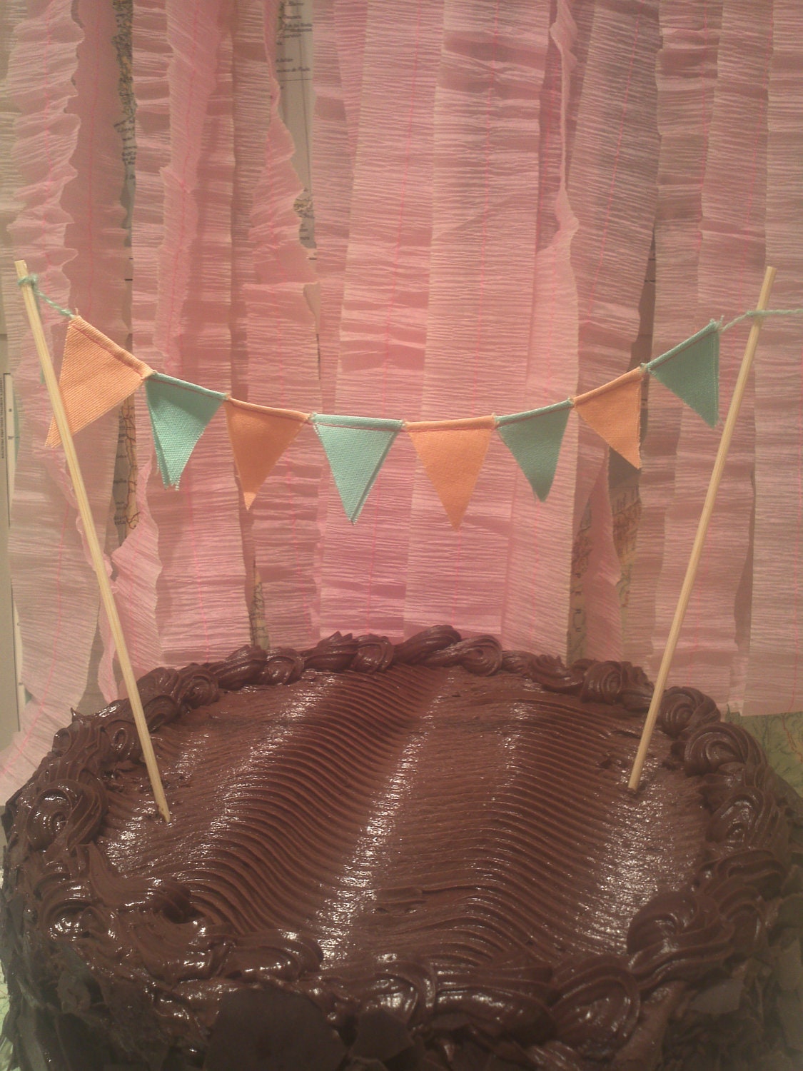 Fabric Cake Bunting in Peach & Mint