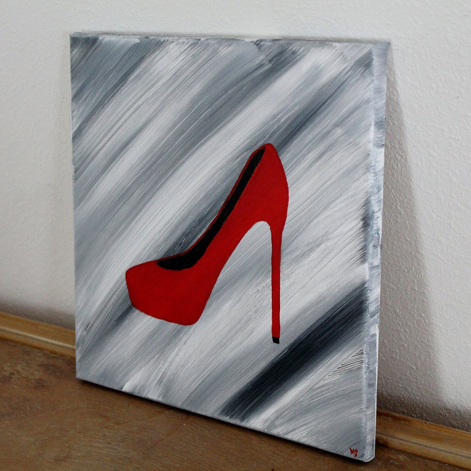 Items similar to Wall Art, handmade canvas painting, high heel painting