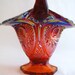 Red Starburst Fenton Carnival Glass Basket