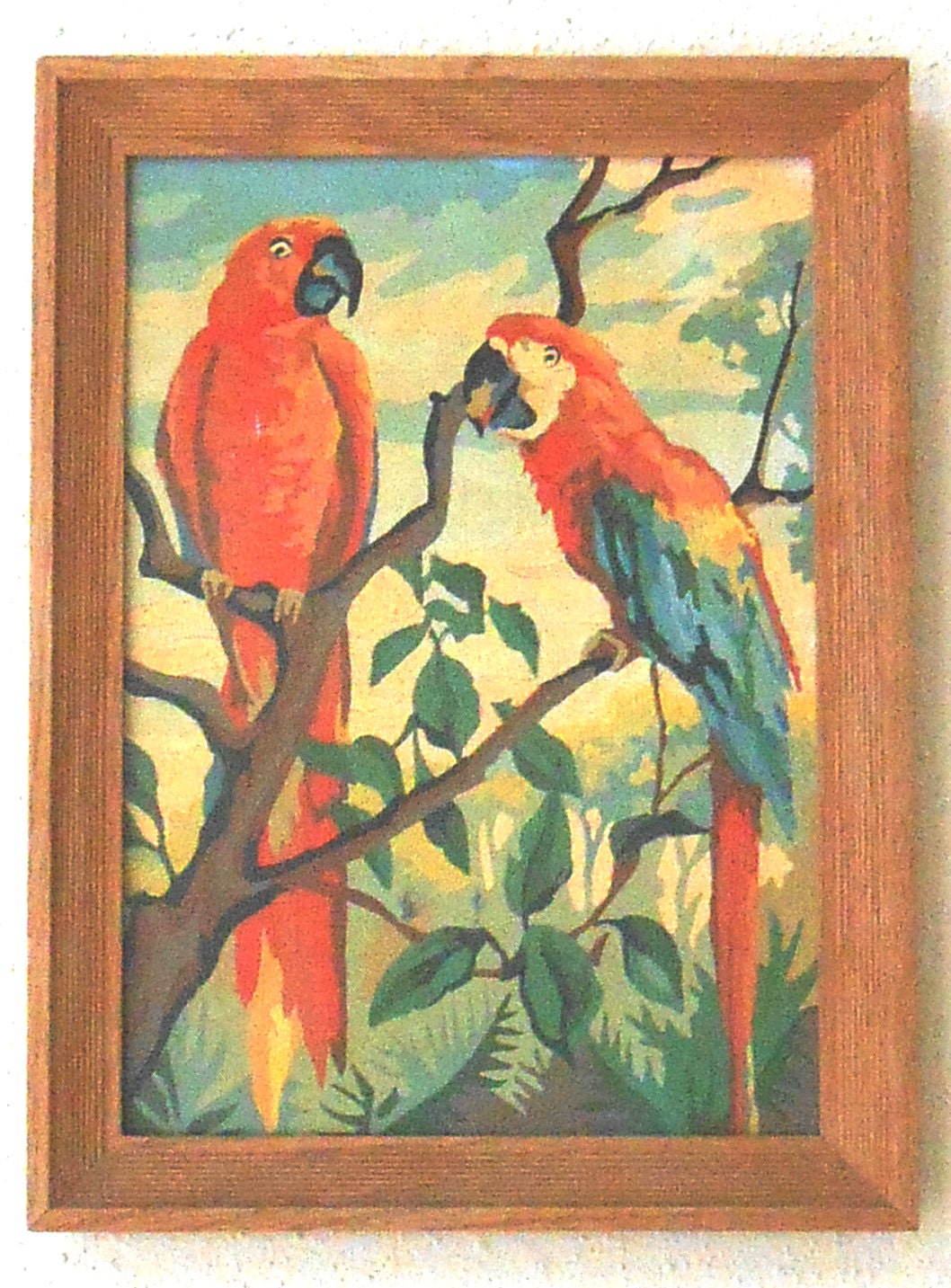 Vintage Paint by Number Parrot Painting by Whatthatolethang