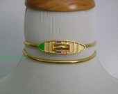 ACCESSOCRAFT NYC Super Cute Tiny Skinny Cinch Stretch Snake Chain Gold Tone With Enamel Belt Buckle Petite Size XS-S Fits 24"-28" Waist