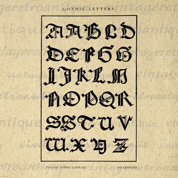 Printable Image Gothic Alphabet Graphic By VintageRetroAntique