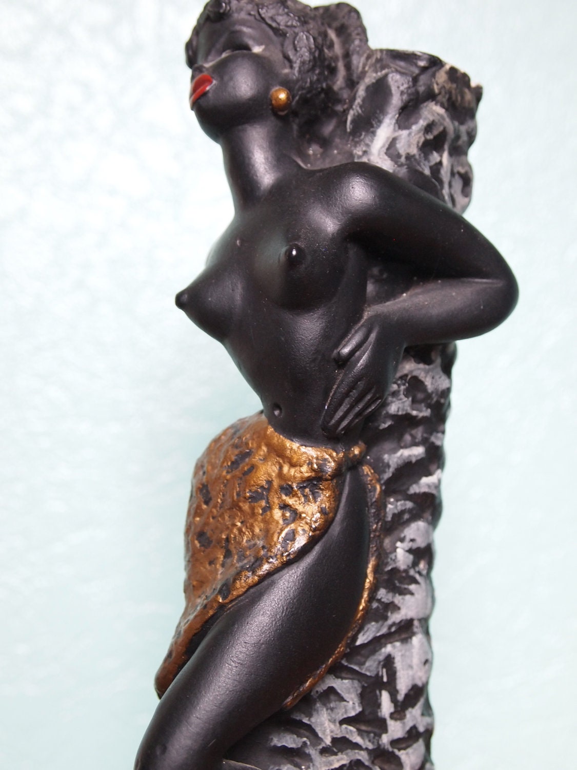Statuette Figurine African Pin Up exotic plaster 60s 1960 Girl Statue
