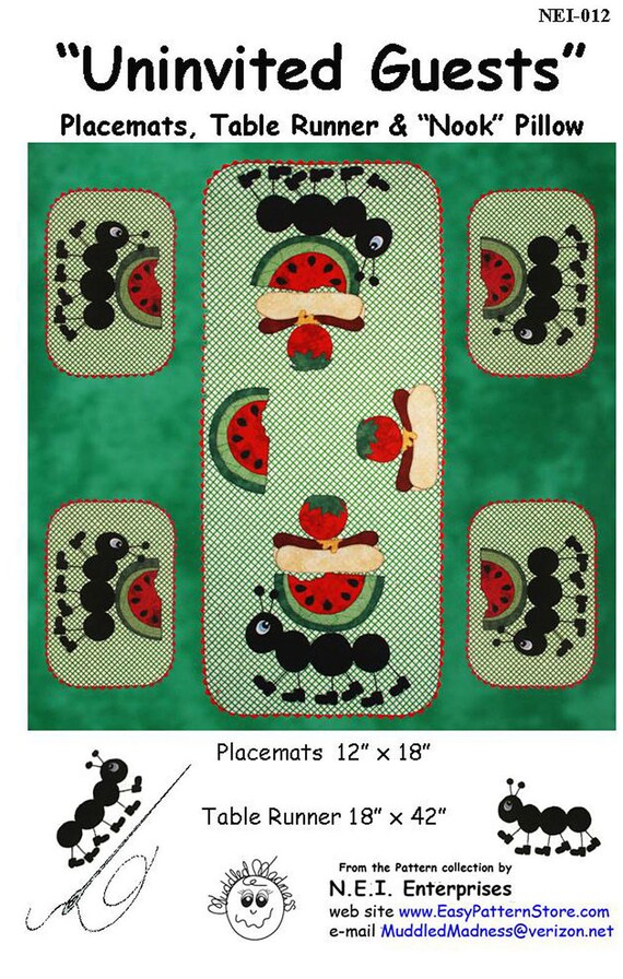 to Table on table Pattern Runner and pattern placemats Ants Placemats and runner Etsy  Picnic similar