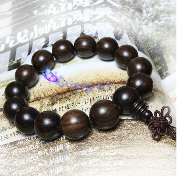 Free shipping - natural black the old sandalwood charm rosary, pray, wish you good luck sandalwood bracelet (18MM)