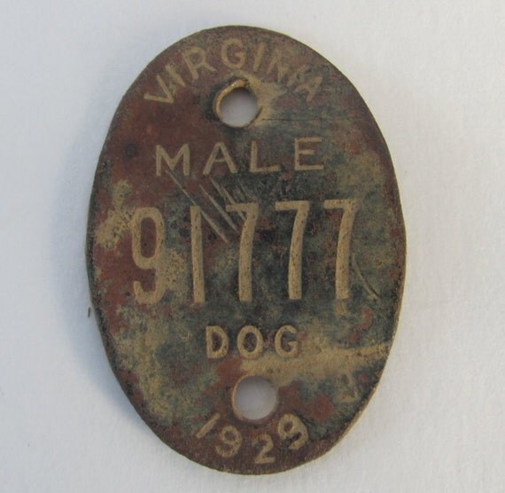 antique dog tag 1929 Vintage Dog tag solid by AntiqueJewelrySupply
