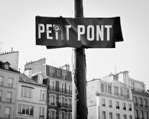 Paris Photography, Petit Pont, Black and White Fine Art Print, French Wall Art, Home Decor Idea, Architecture, Bridge