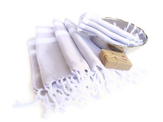 Tradinational Turkish Towel-Ottoman Peshtemal towel-White,Beige Peshtemal