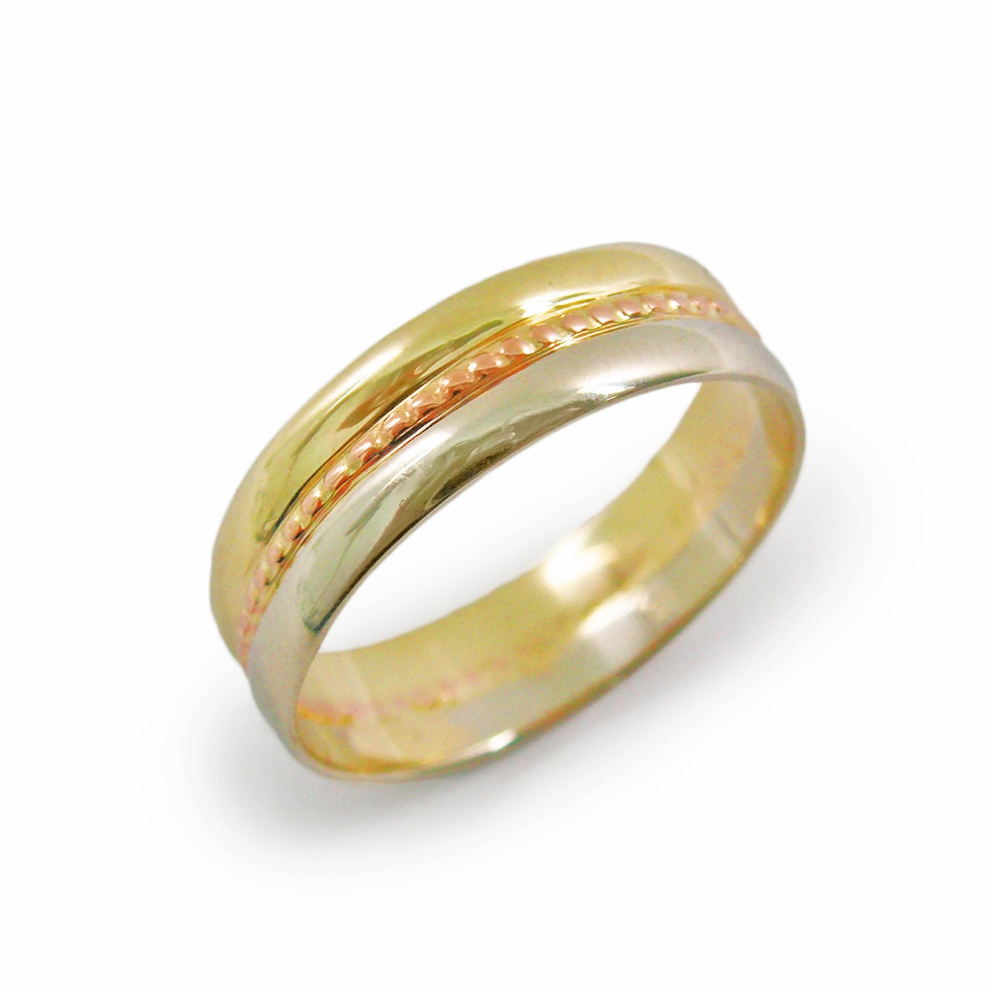 PRINCESS BRIDE wedding ring- 14k yellow, rose & white gold (gr-9300)