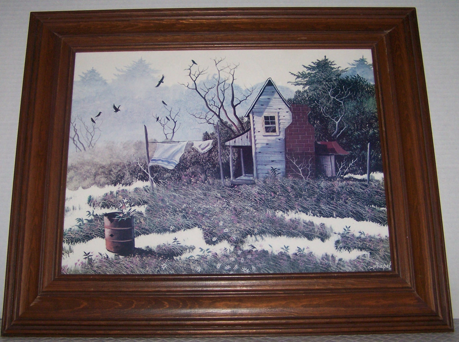 Farm Country Wood Framed Print by Edward Art by SkeeterCreekFinds