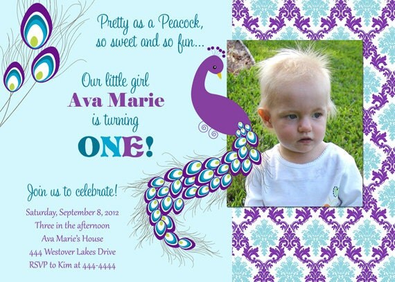 Pretty Peacock Birthday Party Invitation Il_570xn