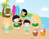 Luau Clipart / Hawaii Clipart / Hula Girl ClipArt / Summer Clipart / Aloha Clipart/ Tiki Clipart /Personal and Commercial Use Il_170x135