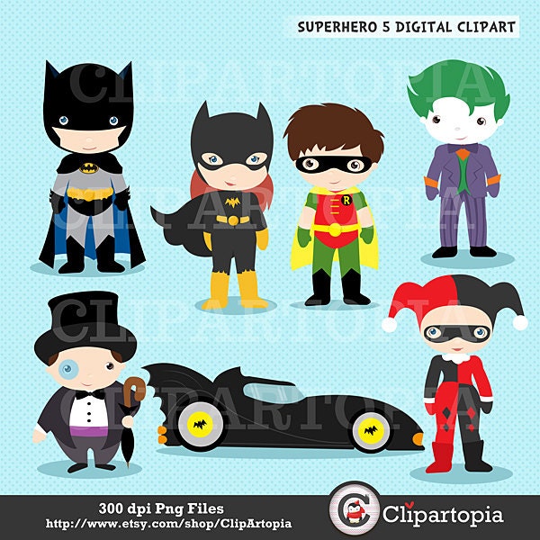 Superhero 5 Digital Clipart For Personal and Commercial Use / INSTANT DOWNLOAD Il_170x135